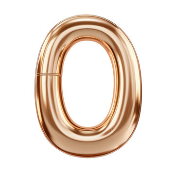 A lustrous rose gold numeral zero symbolizes beginnings opportunities and on transparent background