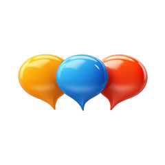Poster - A vibrant trio of glossy speech bubbles symbolizing dialogue and diverse on transparent background