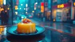 © Dece Std - City night dessert, wet street, warm yellow