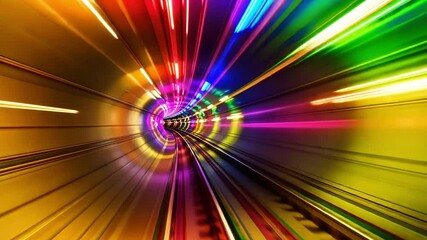 Poster - colorful tunnel of vibrant lights dynamic motion experience showcasing energy, speed, and abstract t