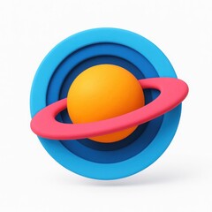 Poster - Cartoon Planet with Rings 3D Render