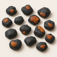 Poster - Dark Gray And Light Brown Stones Arranged In A Circle On White Background