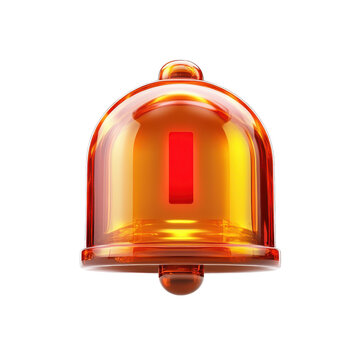 A nostalgic amber glass bell with a glowing red bar announcing something on transparent background
