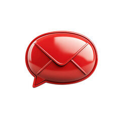Aufkleber - A glossy red speech bubble containing an email icon symbolizing urgent on transparent background