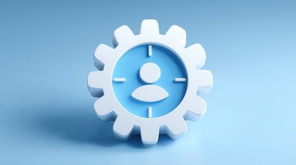 Poster - modern hr optimization icon concept featuring gear symbol with user and clock representing efficienc
