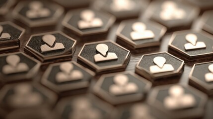 Poster - strategic hr management concept with chessboard design featuring user icons representing workforce p