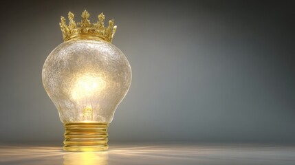 Poster - innovation leadership indicator icon concept depicting a bulb crown representing authority and visio