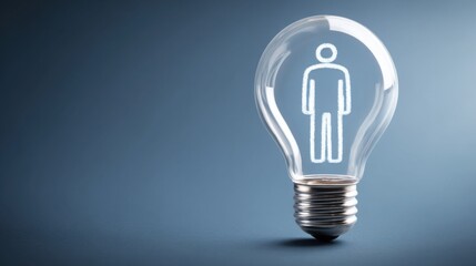 Poster - Intrapreneurship icon concept depicting a person inside a lightbulb symbolizing new ideas and innovative thinking