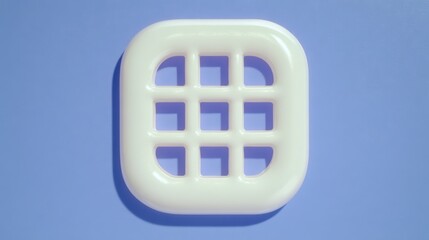 Poster - Stylish White Grid Phone Icon  Modern Minimalist Cellphone App   Clean Background   High R