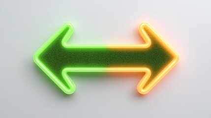 Poster - Double Arrow Sign  Choice  Direction  Path  Green  Orange  Neon  Studio Shot