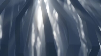 Abstract white geometric shapes with light rays create a modern backdrop