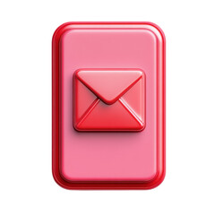 Poster - A shiny red notification icon heralding a new message with a modern glossy on transparent background