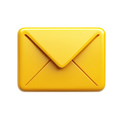 Poster - A bright yellow envelope a symbol of connection and anticipation of news on transparent background