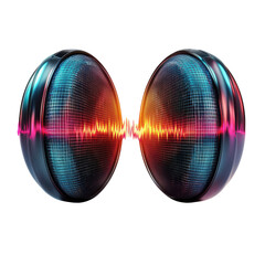 Poster - Dueling spheres of vibrant light emitting energetic sound waves in a on transparent background