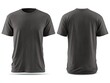 © artwiyanastudio - Dark grey short-sleeved crew neck t-shirt, front and back views on white background