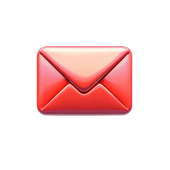 Poster - A glossy red email icon representing communication and connection sleek on transparent background