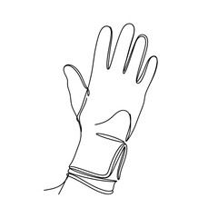 Poster - Vector art of Protective glove isolated on white background in a continuous line drawing style, showcasing safety wear and equipment in a minimalist design