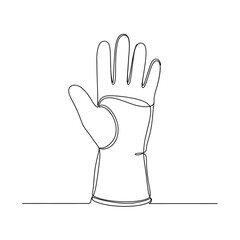 Poster - Vector art of Protective rubber glove isolated on white background, a single line drawing of safety equipment for work, cleaning, or household tasks, in a minimal style