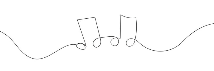 Poster - One line music key symbol. Continuous line art drawing classical cultural melody sound silhouette. Hand drawing doodle element vector illustration 