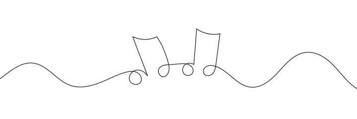 Poster - One line music key symbol. Continuous line art drawing classical cultural melody sound silhouette. Hand drawing doodle element vector illustration 