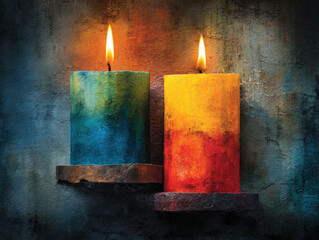 Wall Mural - an artistic representation of hands holding candles