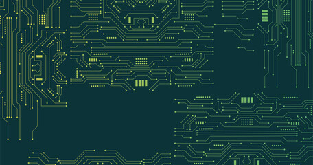 Poster - electronics board. circuit board electronic hi tech pattern. vector abstract computer chip. black mo