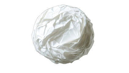 Poster - A spherical form crafted from crumpled, white, fabric-like material, exhibiting a textured, uneven surface against a black backdrop