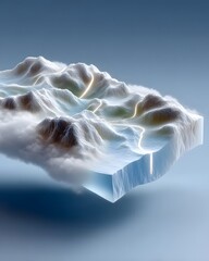 Poster - Fantasy mountain range made of translucent ice, glowing veins of energy pulsing through the peaks, enchanted atmosphere with soft ethereal fog, breathtaking view with intricate details, ultra-high