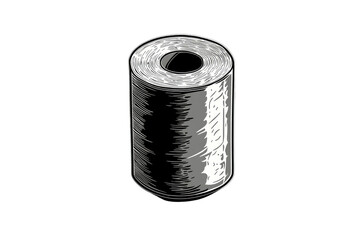 Aufkleber - A grayscale illustration of a cylindrical object, possibly a roll of paper or a canister, with a central hole and textured surface