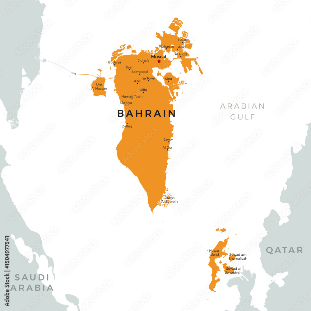 Bahrain political map with capital Manama. Vector Illustration. Stock ...