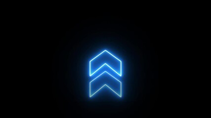 Wall Mural - Neon sign arrow blue light signal animation on black background.