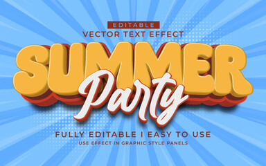 Poster - 3d editable summer party text effect typography style template
