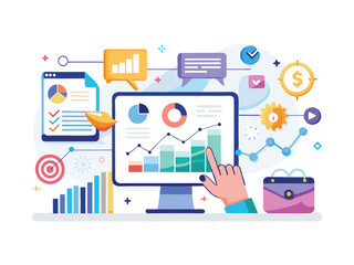 Poster - Business analytics dashboard graphics isolated on white background
