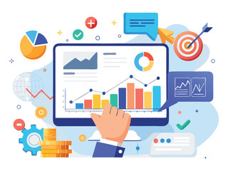 Poster - Business analytics dashboard graphics isolated on white background
