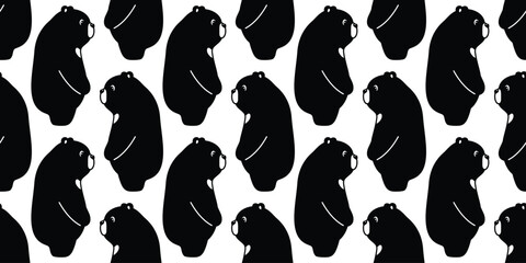 Wall Mural - bear seamless pattern polar bear vector cartoon doodle fat teddy black gift wrapping paper tile back