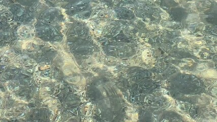 Poster - Clear water glimmers under sunlight, creating a mesmerizing display of reflections and soft ripples. Nature's tranquility is highlighted in this peaceful setting.