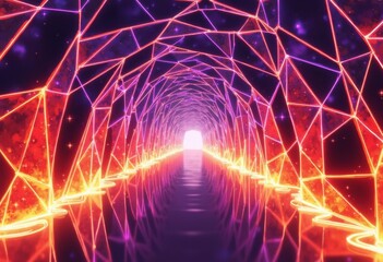 Poster - Pulsing geometric shapes create a vibrant tunnel of light for VJ loops