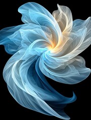 Poster - Abstract Quantum Realm Visualization with Flowing Blue and White Colors