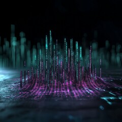Poster - Digital Art Piece Showcasing Cityscape with Abstract Visuals
