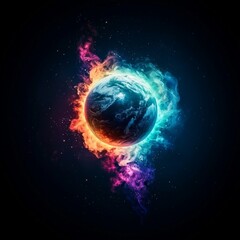 Poster - Digital Art Piece Showcasing the Universe with Vibrant Colors