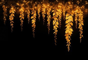 Poster - Glowing vine silhouettes weaving through dark space, creating a magical atmosphere