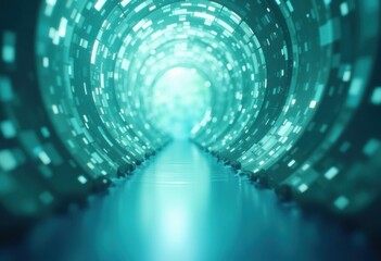 Poster - Teal clinical bokeh tunnel loop for VJ screens and visual displays