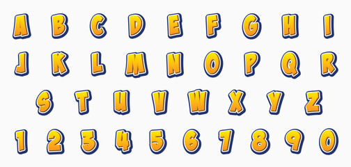 Poster - font effect cartoon letter style vector design