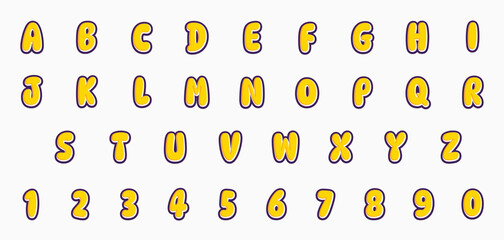 Poster - font effect cartoon letter style vector design