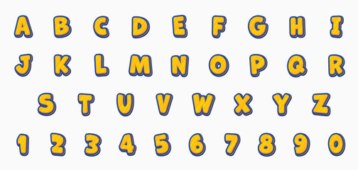 Poster - font effect cartoon letter style vector design