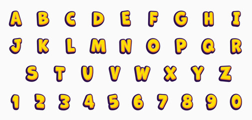 Poster - font effect cartoon letter style vector design