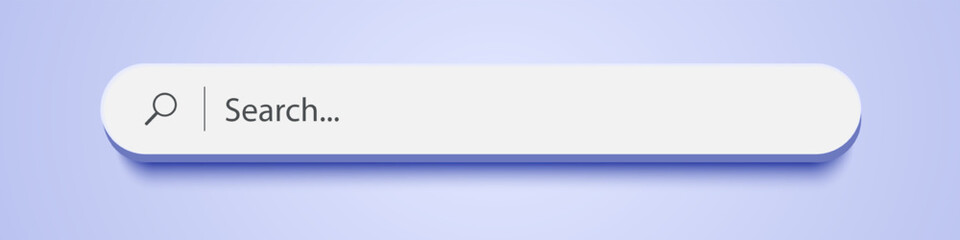 Wall Mural - 3d search bar internet browser engine on purple background for ui design, website interface element 