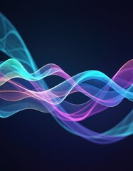Fototapete - Iridescent wave ribbon flowing gracefully on a dark background