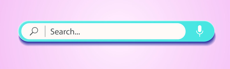 Wall Mural - 3d search bar internet browser engine on pink background for ui design, website interface element wi