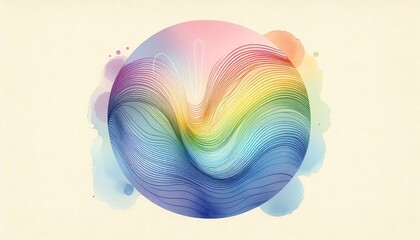 Poster - Minimalist watercolor illustration of Wavy rainbow light spectrum on soft abstract background